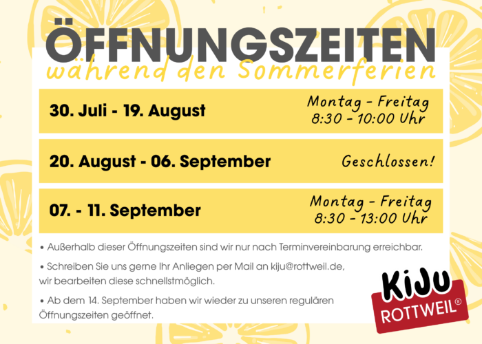 Ferien-Öffnungszeiten